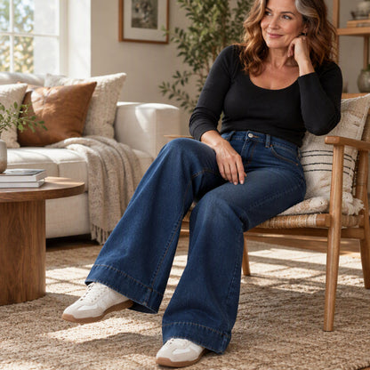 🔥👖 Damen thermische Wide-Leg-Jeans mit hohem Bund | Keine kalten Beine, kein einschnürender Bund – Warme Weite für Winter & Alltag ✨
