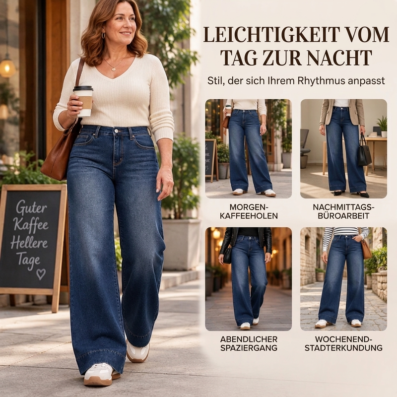 🔥👖 Damen thermische Wide-Leg-Jeans mit hohem Bund | Keine kalten Beine, kein einschnürender Bund – Warme Weite für Winter & Alltag ✨