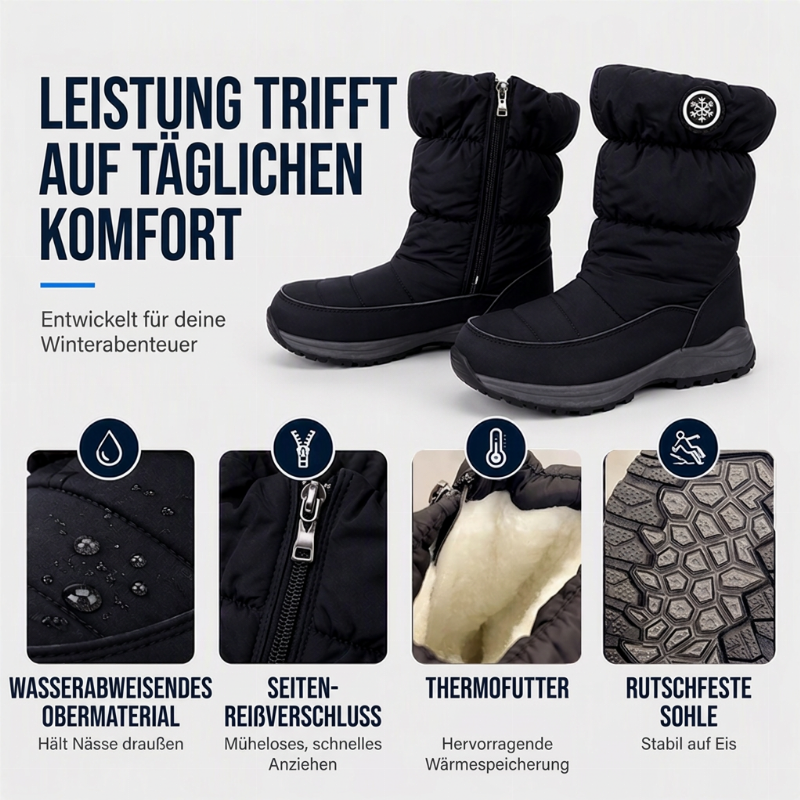 Damen Winterstiefel mit Seitenreißverschluss und Futter