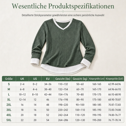 ⏰ Countdown läuft – 50% nur noch 3 Tage! Kunst-Zweiteiliger, geschichteter Strickpullover, lässiges Sweatshirt-Oberteil