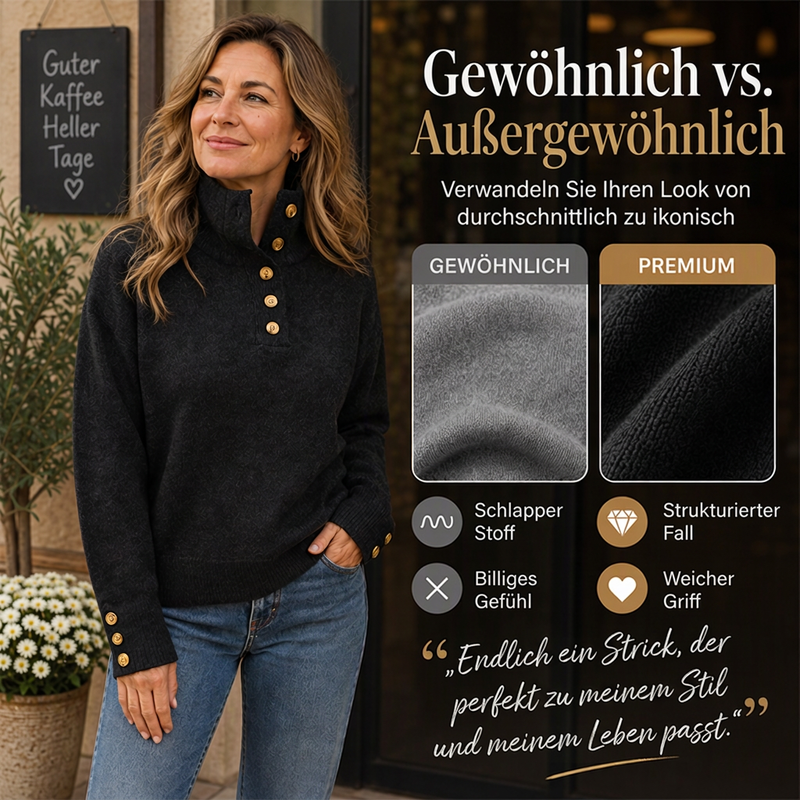 🔥 Nur heute 50 %! Locker gestrickter Damenpullover mit Stehkragen