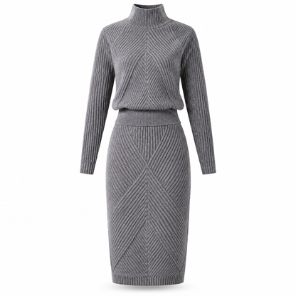 ⏰Countdown läuft! Aktion endet bald!⏰Damen einfarbiges Rollkragen-Strickpullover- und Rock-Set für Herbst und Winter