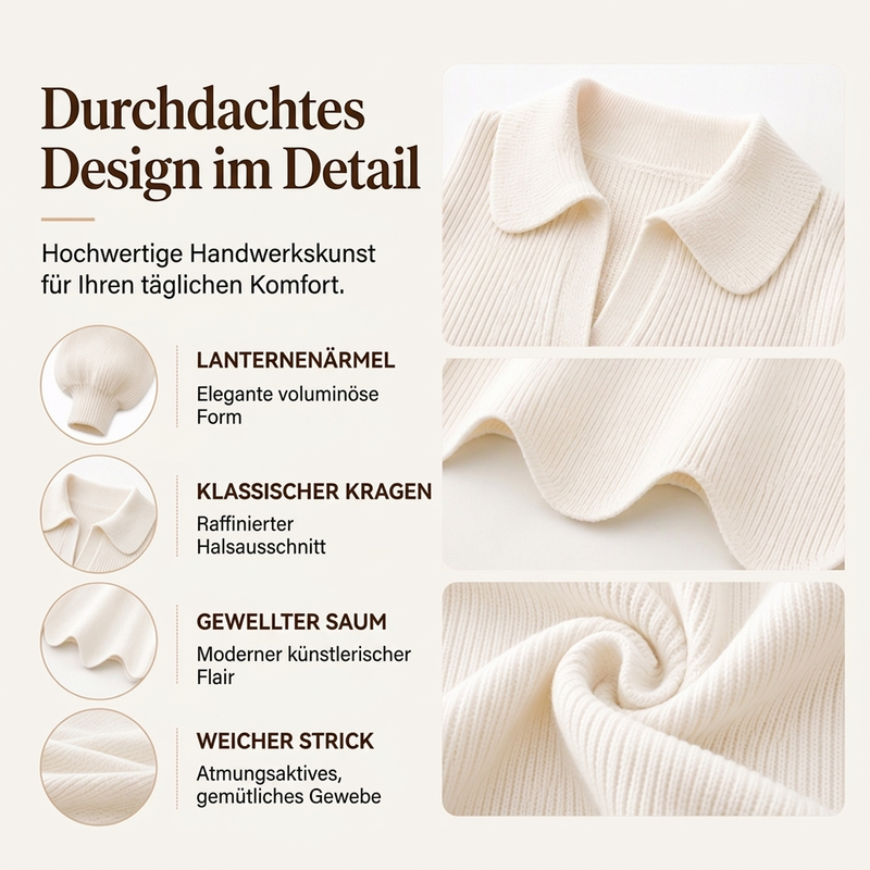 🎉🎉 Eleganter Damen-Pullover mit V-Ausschnitt und Puffärmeln