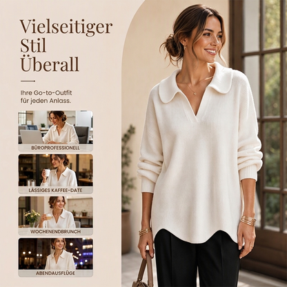 🎉🎉 Eleganter Damen-Pullover mit V-Ausschnitt und Puffärmeln