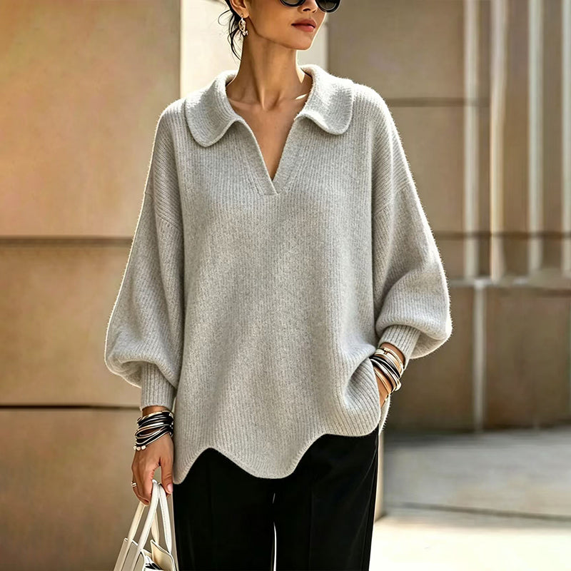 🎉🎉 Eleganter Damen-Pullover mit V-Ausschnitt und Puffärmeln