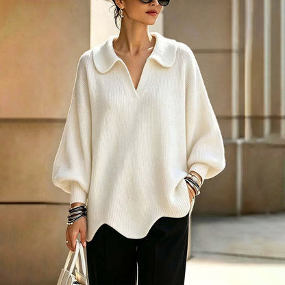 🎉🎉 Eleganter Damen-Pullover mit V-Ausschnitt und Puffärmeln