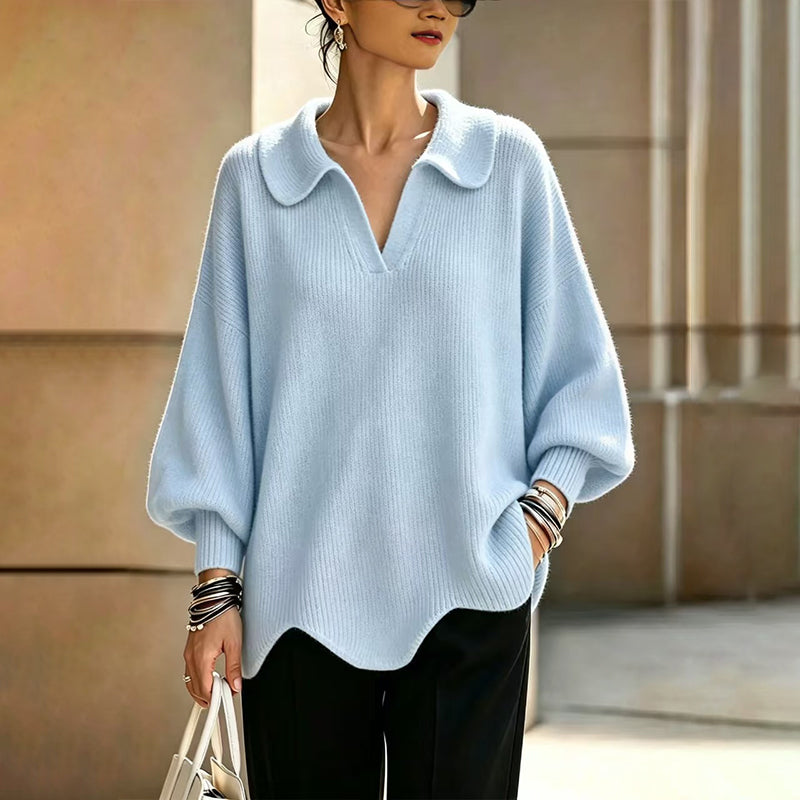 🎉🎉 Eleganter Damen-Pullover mit V-Ausschnitt und Puffärmeln