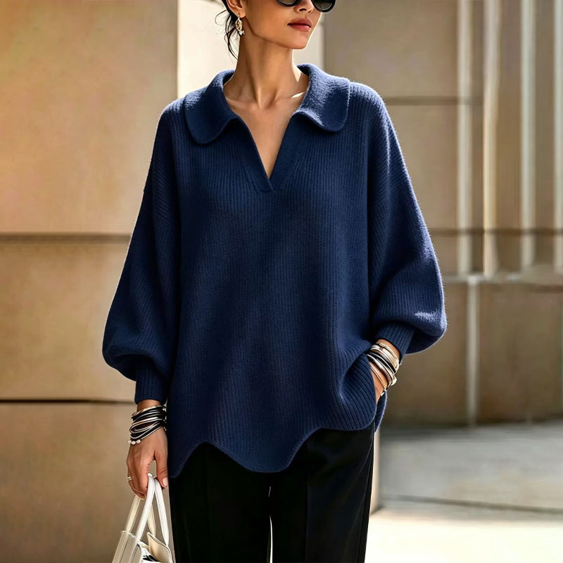 🎉🎉 Eleganter Damen-Pullover mit V-Ausschnitt und Puffärmeln