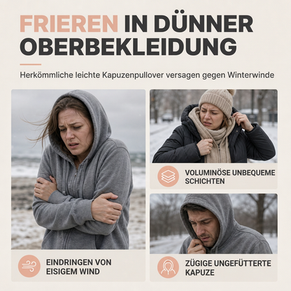 Damen Winter Warm Fleece Kapuzenpullover