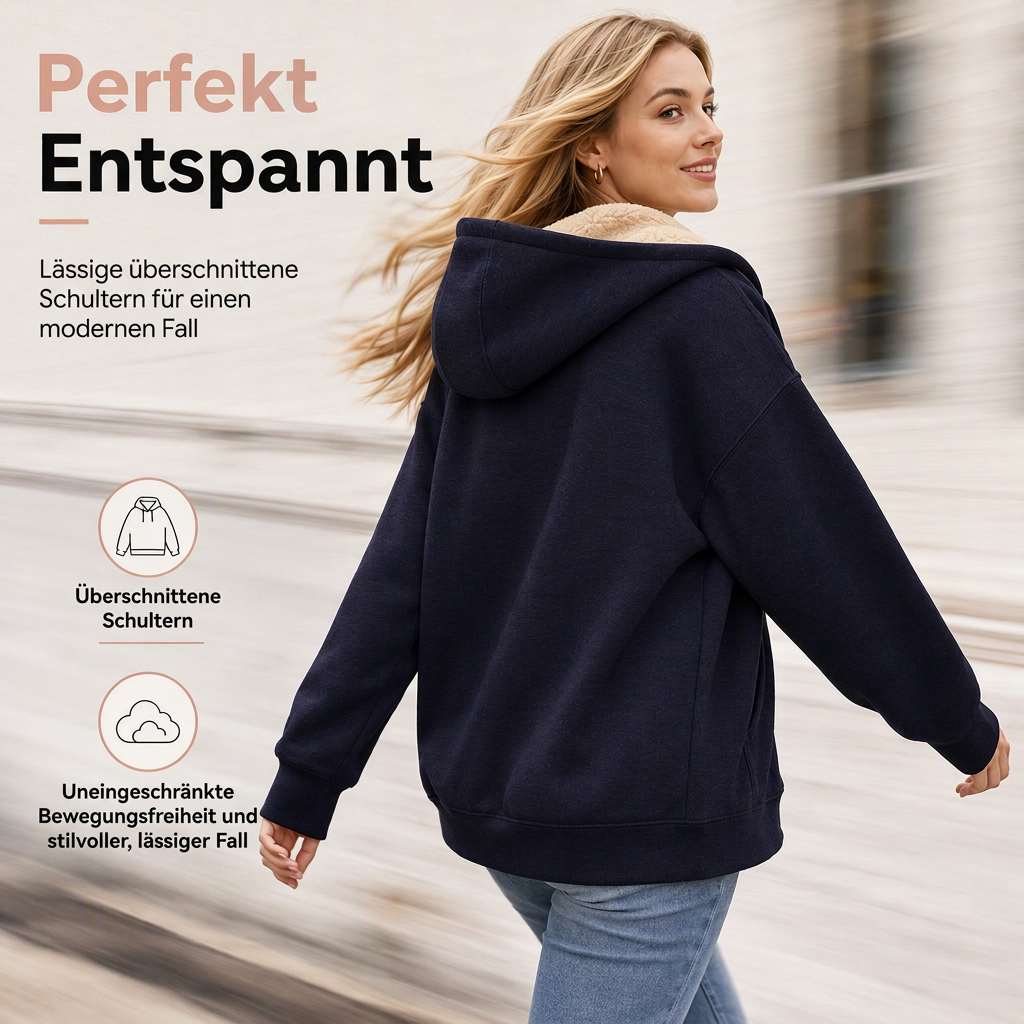 Damen Winter Warm Fleece Kapuzenpullover