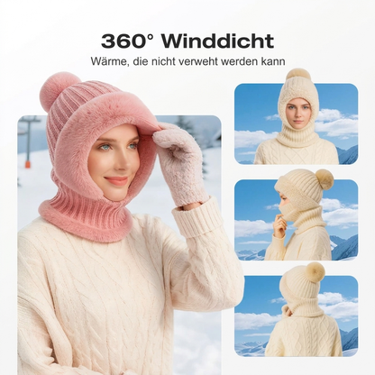 🧣 Damen Winter Strickmütze mit Schal & Maske | Kein kaltes Gesicht, kein umständliches Tragen – Warm & praktisch als 3-in-1 Set ✨