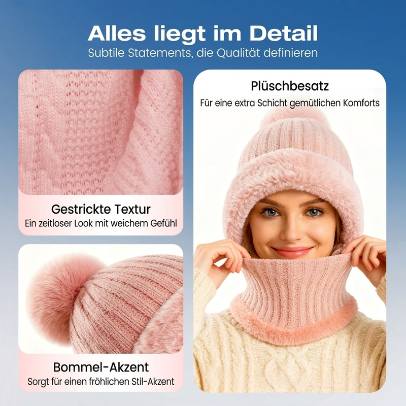 🧣 Damen Winter Strickmütze mit Schal & Maske | Kein kaltes Gesicht, kein umständliches Tragen – Warm & praktisch als 3-in-1 Set ✨