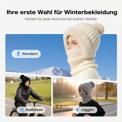 🧣 Damen Winter Strickmütze mit Schal & Maske | Kein kaltes Gesicht, kein umständliches Tragen – Warm & praktisch als 3-in-1 Set ✨