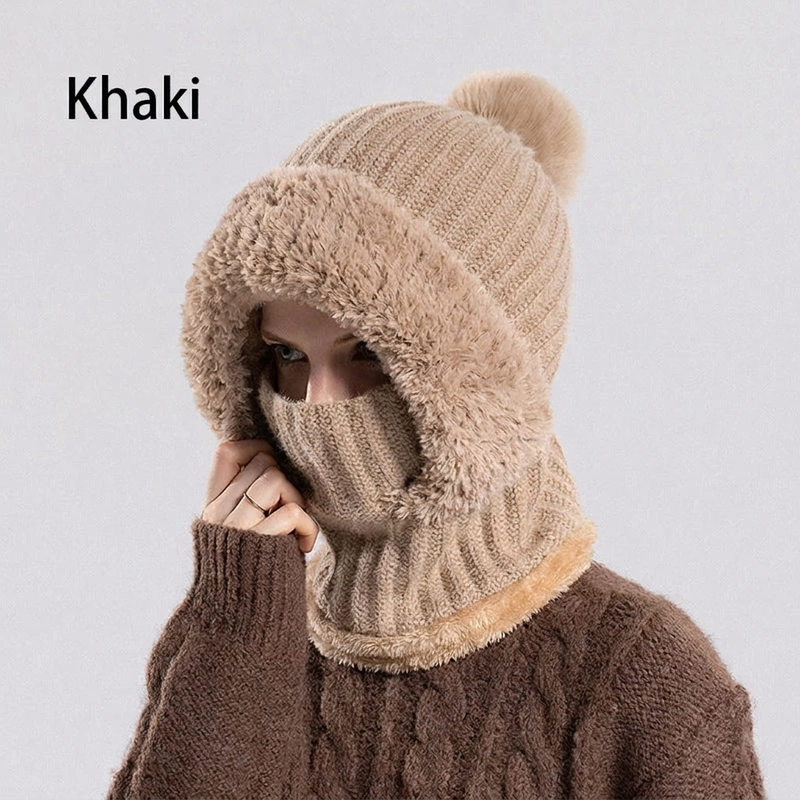 🧣 Damen Winter Strickmütze mit Schal & Maske | Kein kaltes Gesicht, kein umständliches Tragen – Warm & praktisch als 3-in-1 Set ✨