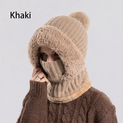 🧣 Damen Winter Strickmütze mit Schal & Maske | Kein kaltes Gesicht, kein umständliches Tragen – Warm & praktisch als 3-in-1 Set ✨