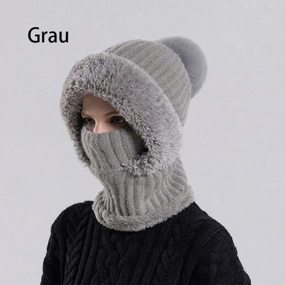 🧣 Damen Winter Strickmütze mit Schal & Maske | Kein kaltes Gesicht, kein umständliches Tragen – Warm & praktisch als 3-in-1 Set ✨