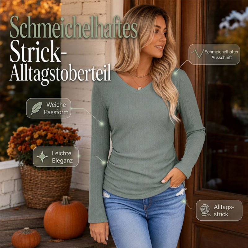🥳Wiederkäufer-Rate über 90%!🥳 Elegantes Damen-Strickoberteil mit V-Ausschnitt