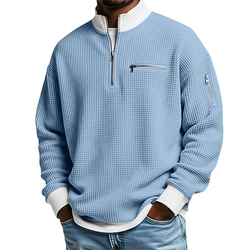 📢Heiß begehrt!📢 Lässiges Waffelstrick-Viertelreißverschluss-Sweatshirt für Herren