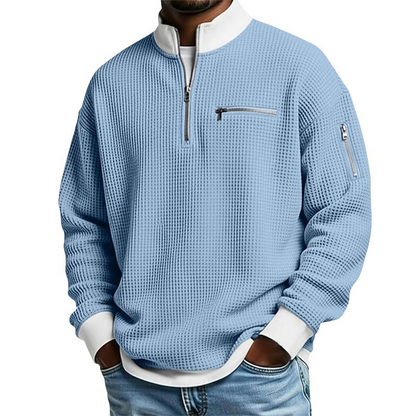 📢Heiß begehrt!📢 Lässiges Waffelstrick-Viertelreißverschluss-Sweatshirt für Herren