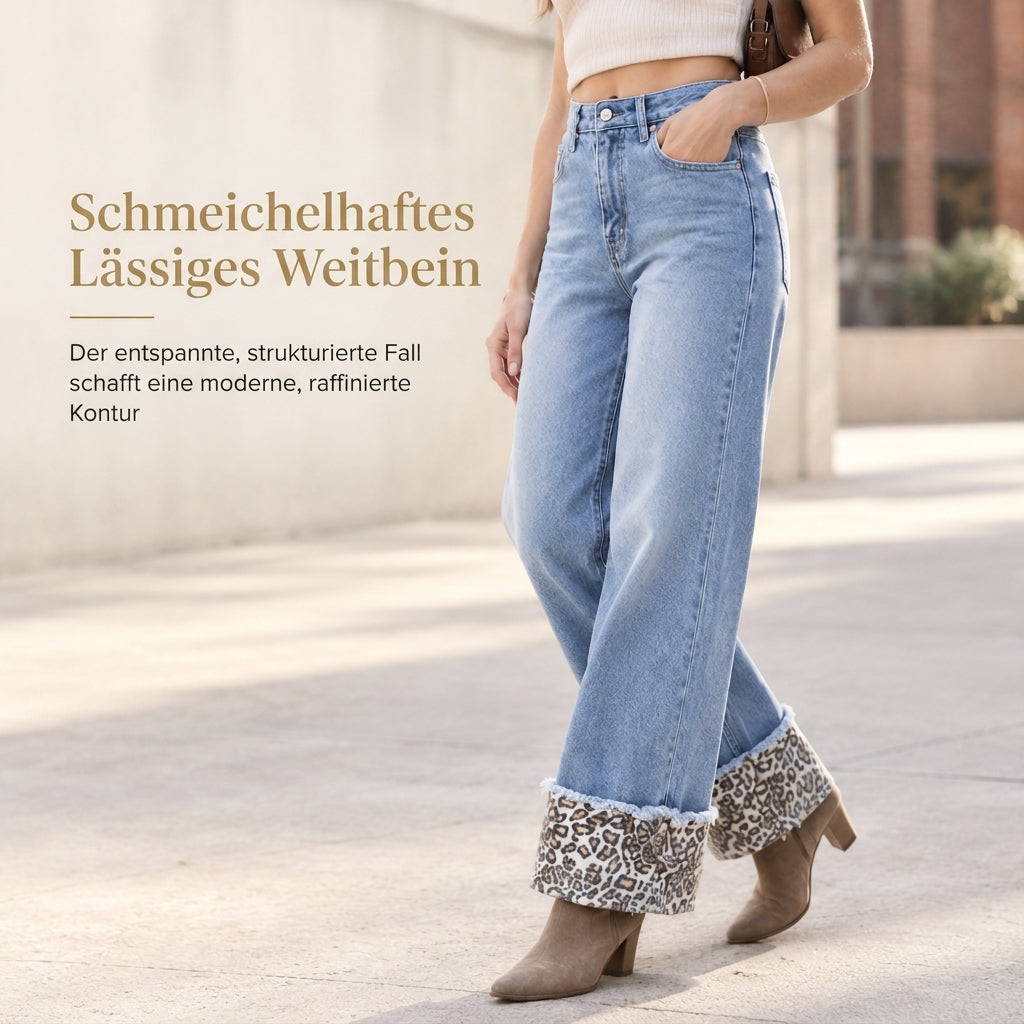 📢🎉50%Rabatt!!!🛍️✨Damen Freizeit Jeans Leopard Muster Blau