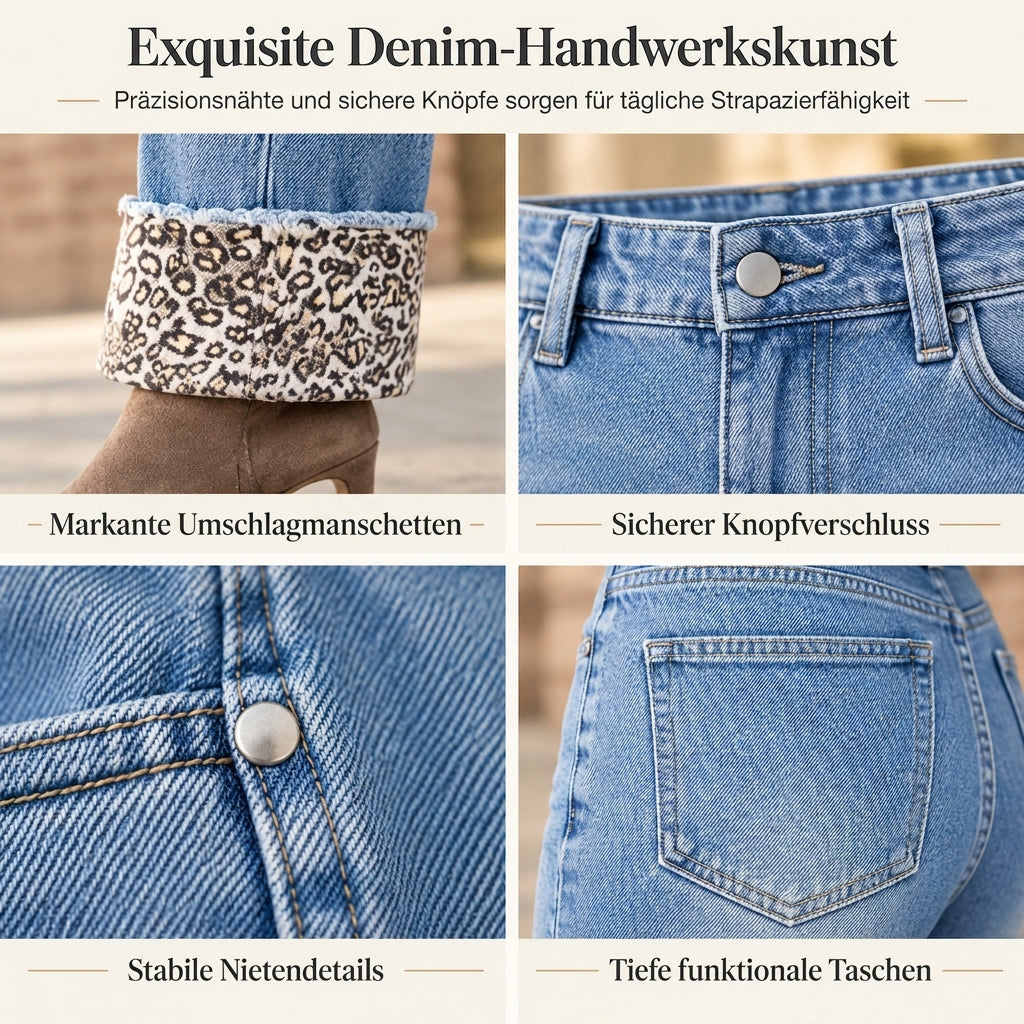 📢🎉50%Rabatt!!!🛍️✨Damen Freizeit Jeans Leopard Muster Blau