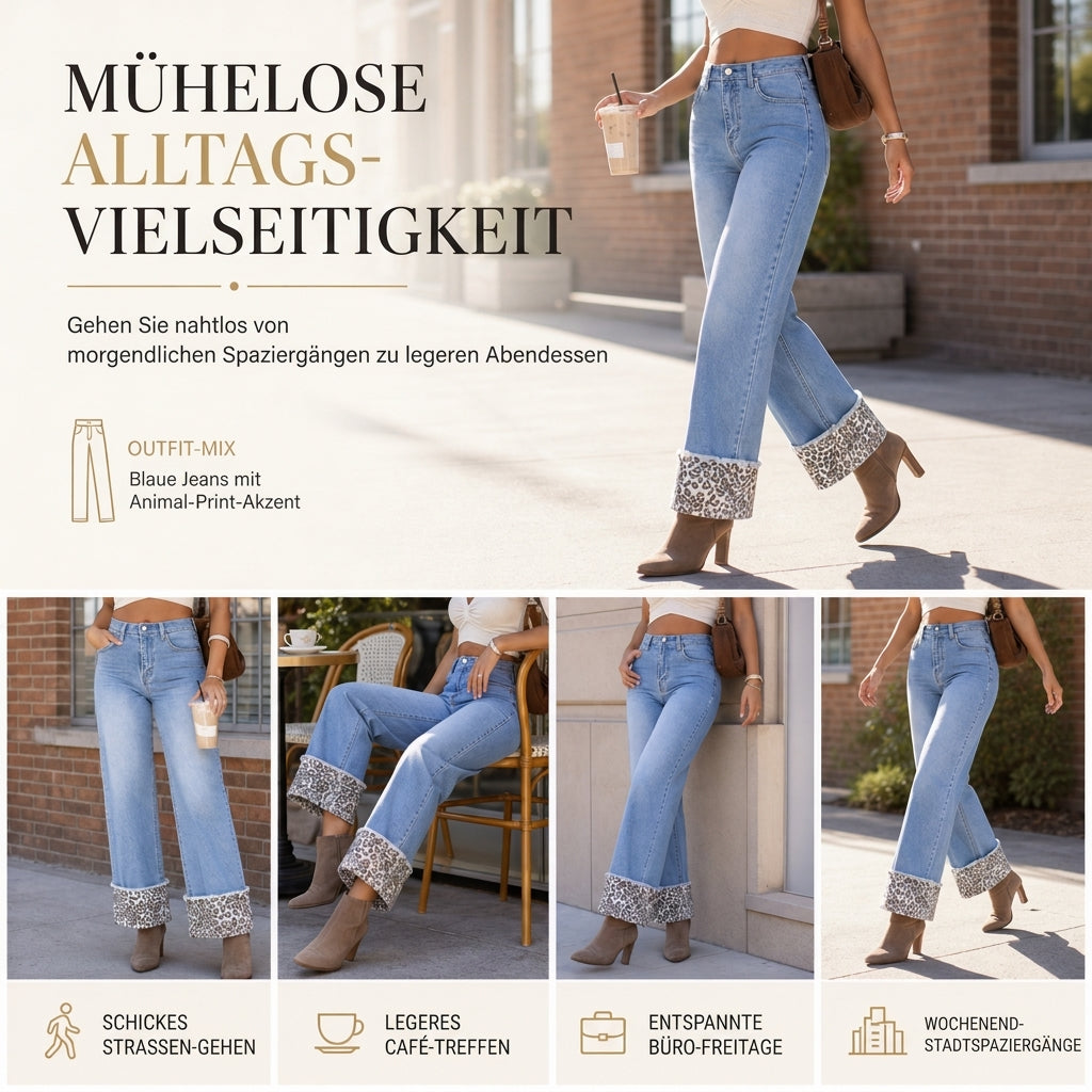 📢🎉50%Rabatt!!!🛍️✨Damen Freizeit Jeans Leopard Muster Blau