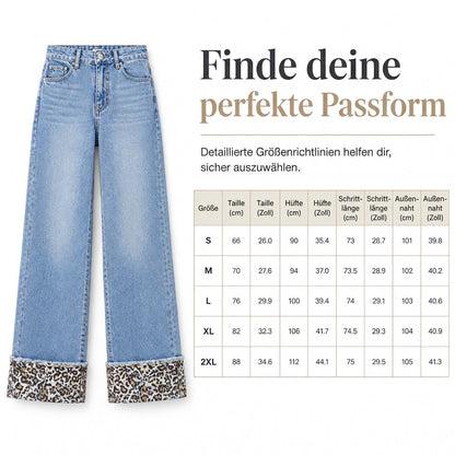 📢🎉50%Rabatt!!!🛍️✨Damen Freizeit Jeans Leopard Muster Blau