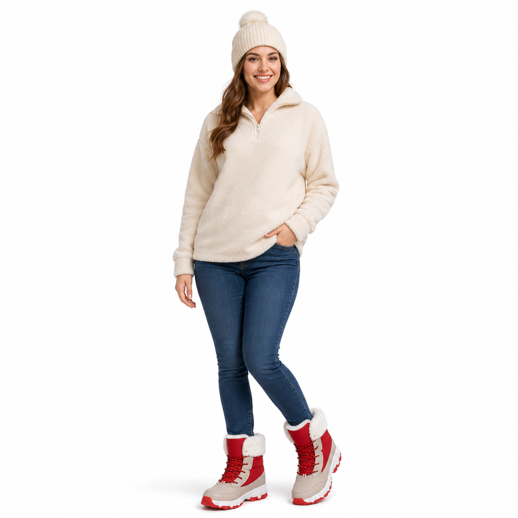 🚨Heiß begehrt! 50% Rabatt!🚨 Damen Winter-Schneestiefel, verdickte Mittelschaft-Stiefel für Outdoor-Reisen, in Übergröße
