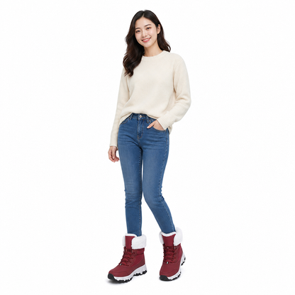 🚨Heiß begehrt! 50% Rabatt!🚨 Damen Winter-Schneestiefel, verdickte Mittelschaft-Stiefel für Outdoor-Reisen, in Übergröße