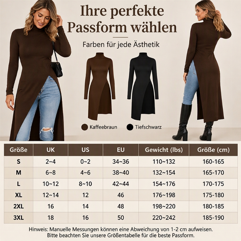 📢🎉50%Rabatt!!!🛍️✨Damen Rollkragen Langteil mit hohem Schlitz