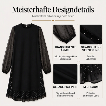 Elegantes Damenkleid mit transparenten Punktenärmeln