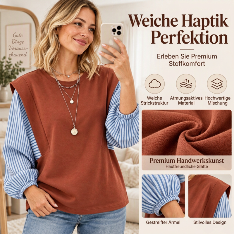 🔥🔥 Lässiges Damen-Langarmshirt mit Patchwork-Design