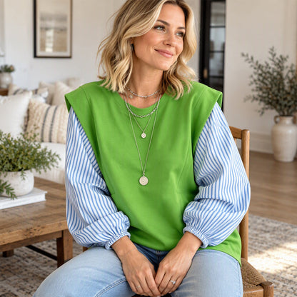 🔥🔥 Lässiges Damen-Langarmshirt mit Patchwork-Design