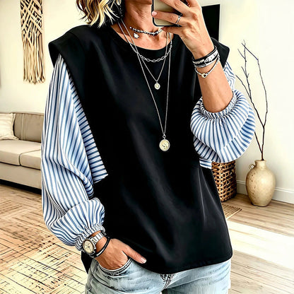 🔥🔥 Lässiges Damen-Langarmshirt mit Patchwork-Design