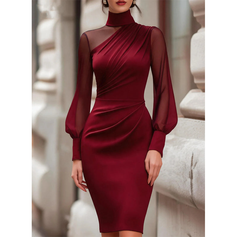 👗 Damen Bodycon-Kleid aus Netzstoff | Kein kratzendes Material, kein langweiliger Partylook – Stehkragen, figurbetont & selbstbewusst ✨
