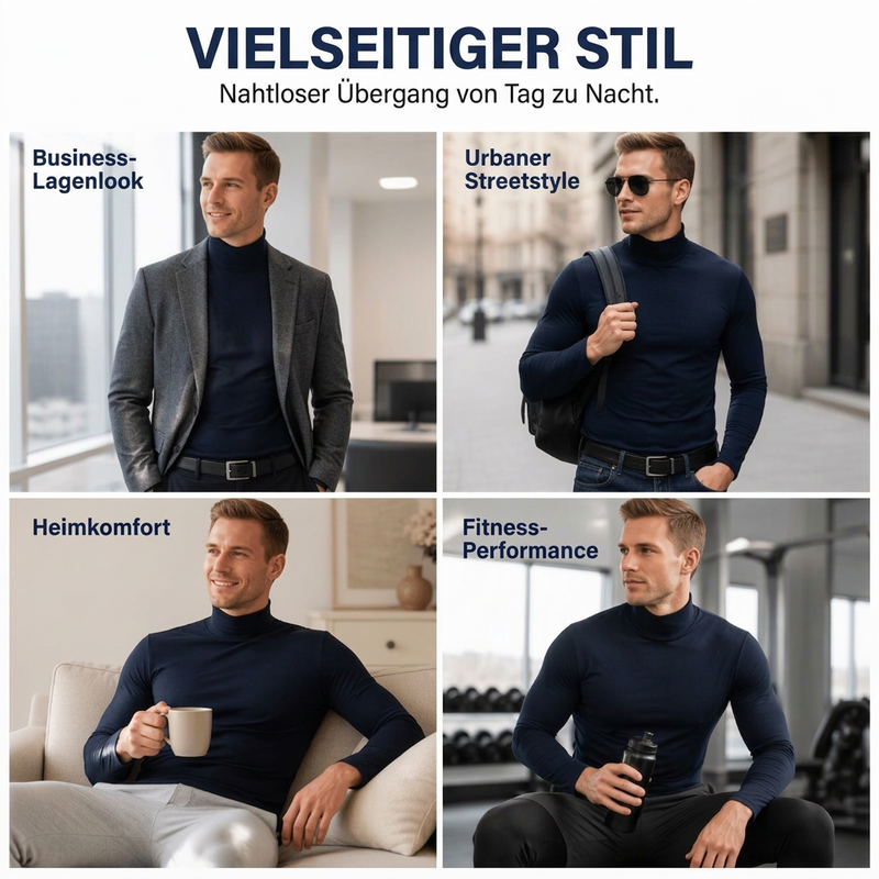 👔 Herren Slim-Fit Rollkragenoberteil | Kein sperriger Look, kein unbequemer Sitz – Schlanke Silhouette, weicher Rollkragen & alltagstauglich ✨