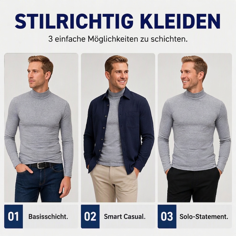 👔 Herren Slim-Fit Rollkragenoberteil | Kein sperriger Look, kein unbequemer Sitz – Schlanke Silhouette, weicher Rollkragen & alltagstauglich ✨