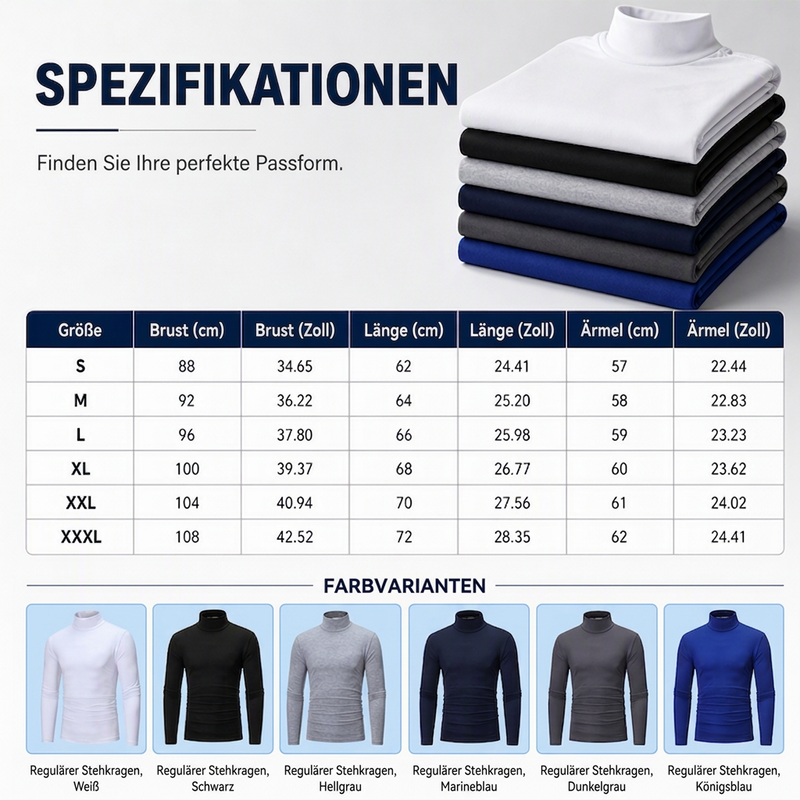 👔 Herren Slim-Fit Rollkragenoberteil | Kein sperriger Look, kein unbequemer Sitz – Schlanke Silhouette, weicher Rollkragen & alltagstauglich ✨