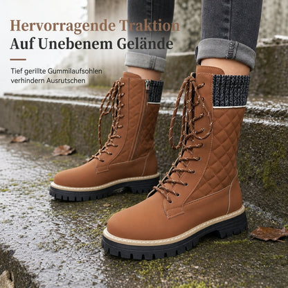 Damen-Stiefeletten mit runder Zehenpartie, Plateau und dicker Sohle, in Übergröße für den Herbst