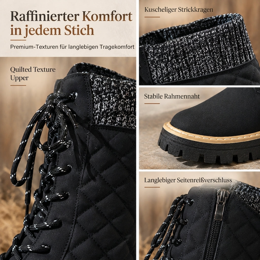 Damen-Stiefeletten mit runder Zehenpartie, Plateau und dicker Sohle, in Übergröße für den Herbst