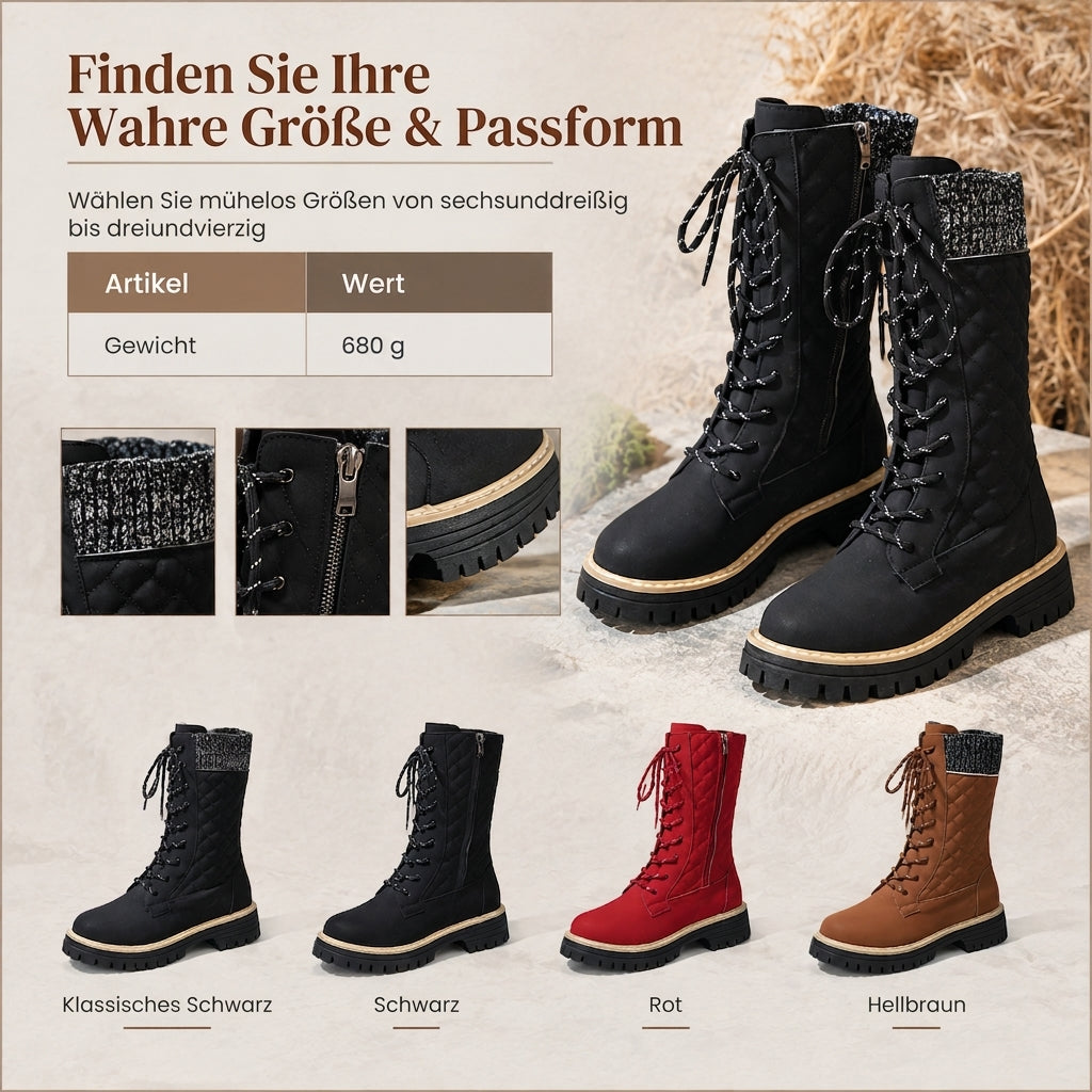 Damen-Stiefeletten mit runder Zehenpartie, Plateau und dicker Sohle, in Übergröße für den Herbst