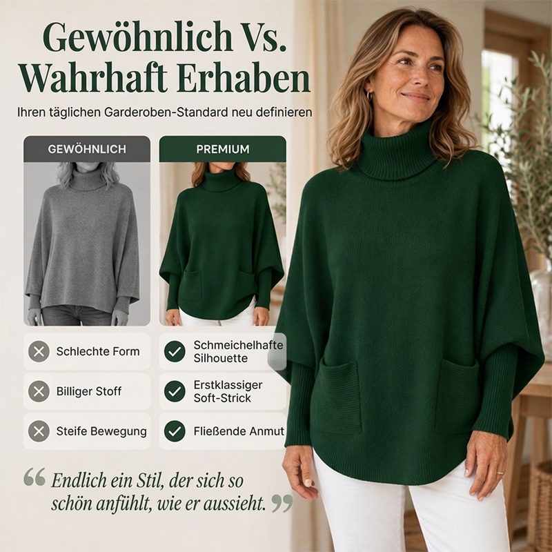 Damen Rollkragen Pullover mit Fledermausärmeln