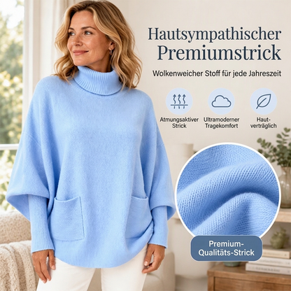 Damen Rollkragen Pullover mit Fledermausärmeln