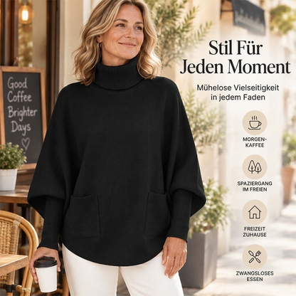 Damen Rollkragen Pullover mit Fledermausärmeln
