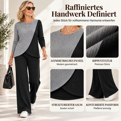 💞Beliebtes Produkt! Nur kurze Zeit reduziert!💞Freizeitliches 2-Teiligem Set aus Rippstrick mit Color-Block für Damen