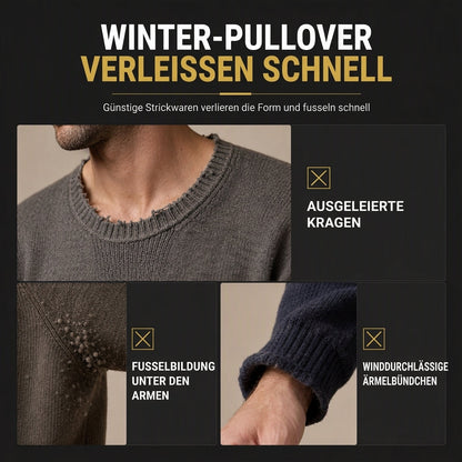 🥳 Herren Strickpullover mit Rundhalsausschnitt Grobstrick Oberteil für Herbst und Winter