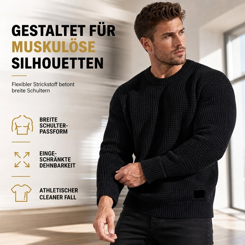 🥳 Herren Strickpullover mit Rundhalsausschnitt Grobstrick Oberteil für Herbst und Winter