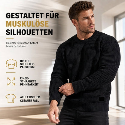 🥳 Herren Strickpullover mit Rundhalsausschnitt Grobstrick Oberteil für Herbst und Winter