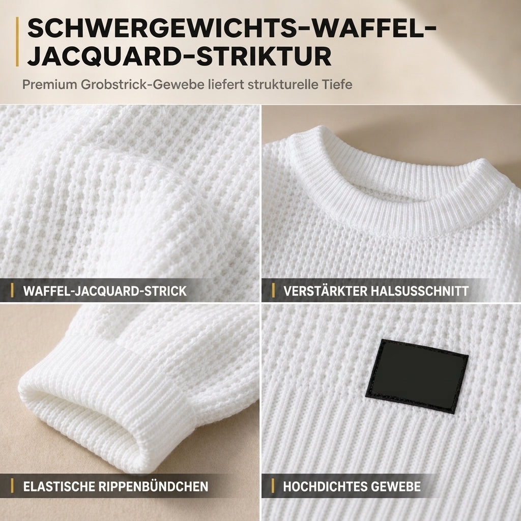 🥳 Herren Strickpullover mit Rundhalsausschnitt Grobstrick Oberteil für Herbst und Winter