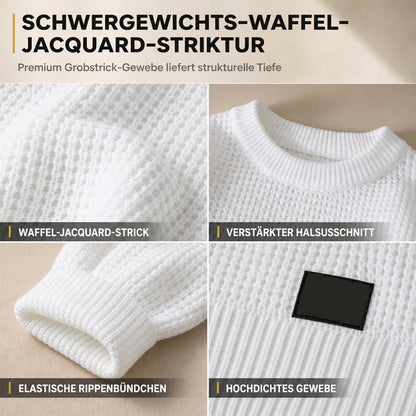 🥳 Herren Strickpullover mit Rundhalsausschnitt Grobstrick Oberteil für Herbst und Winter